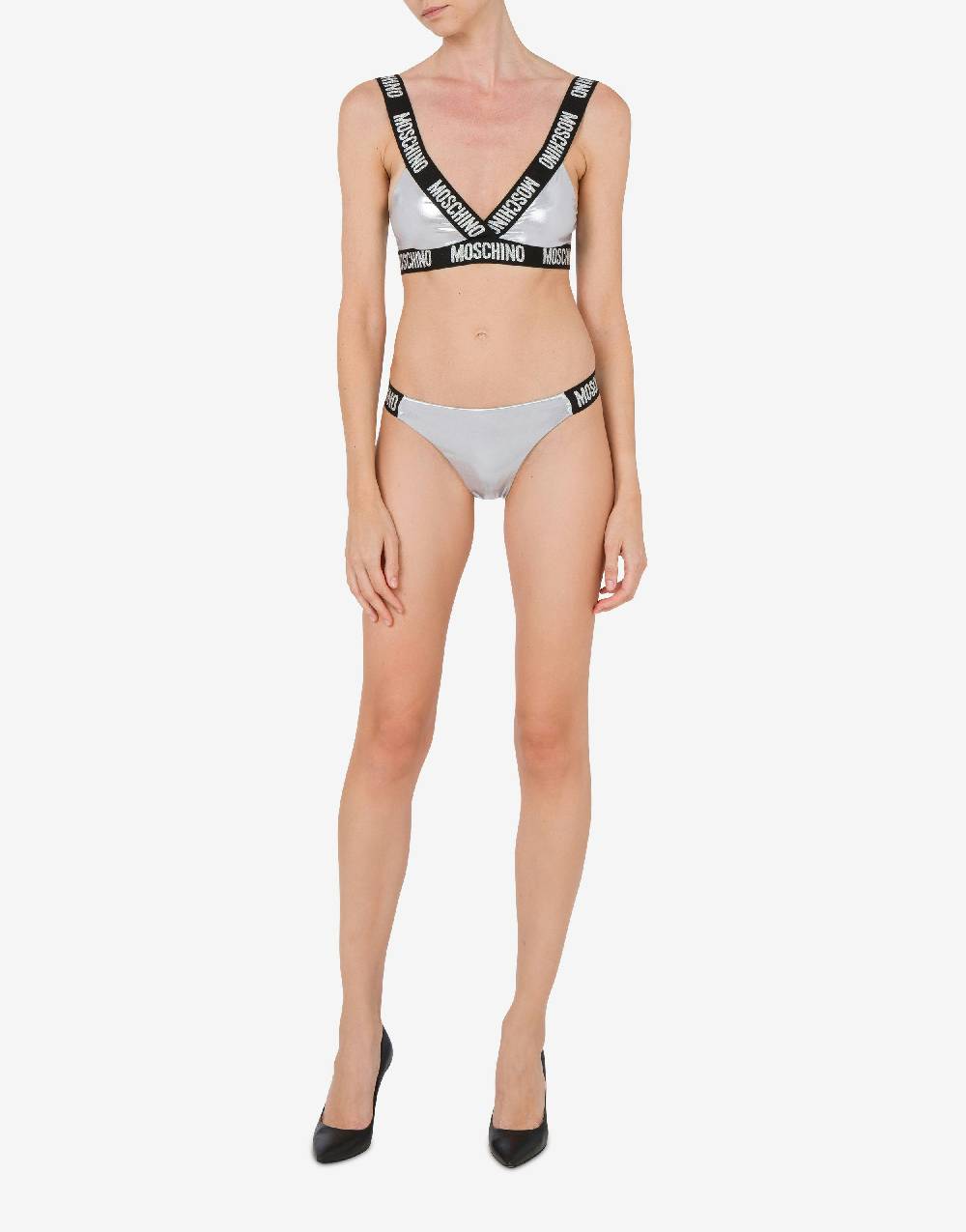 Love Moschino Top Bikini Shiny & Silver