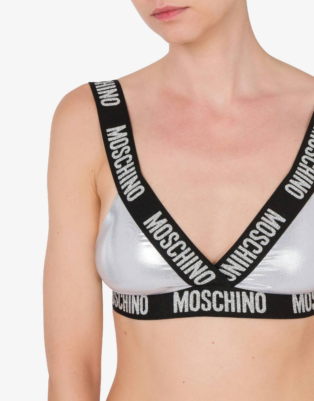 Love Moschino Top Bikini Shiny & Silver