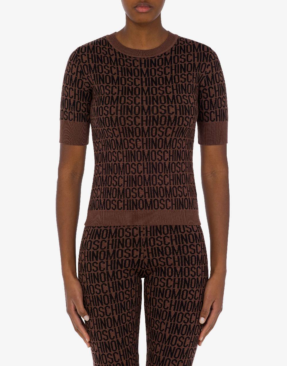 Love Moschino Top In Lana Allover Logo