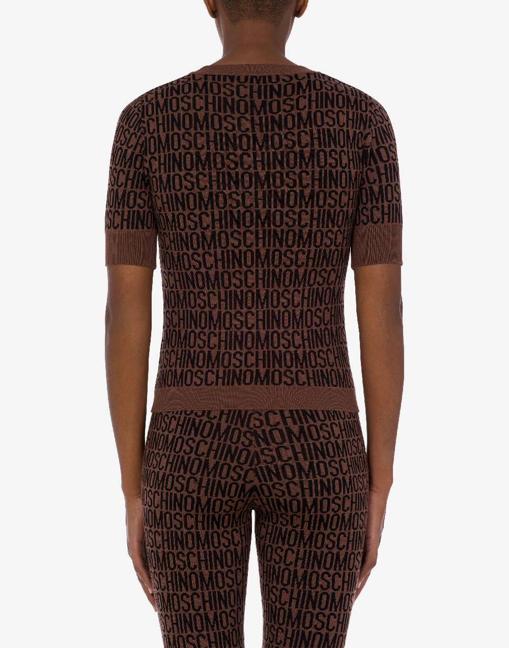 Love Moschino Top In Lana Allover Logo