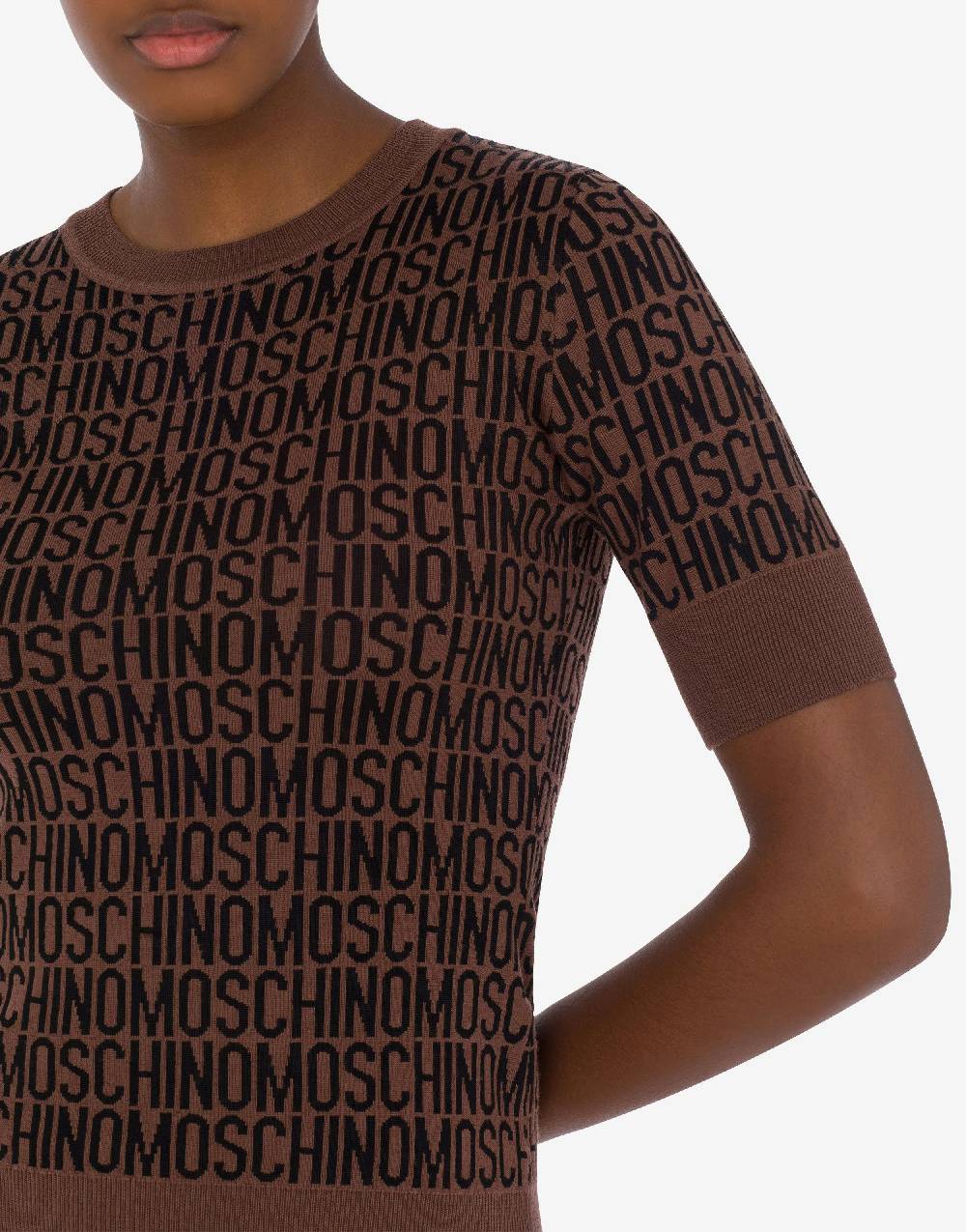 Love Moschino Top In Lana Allover Logo