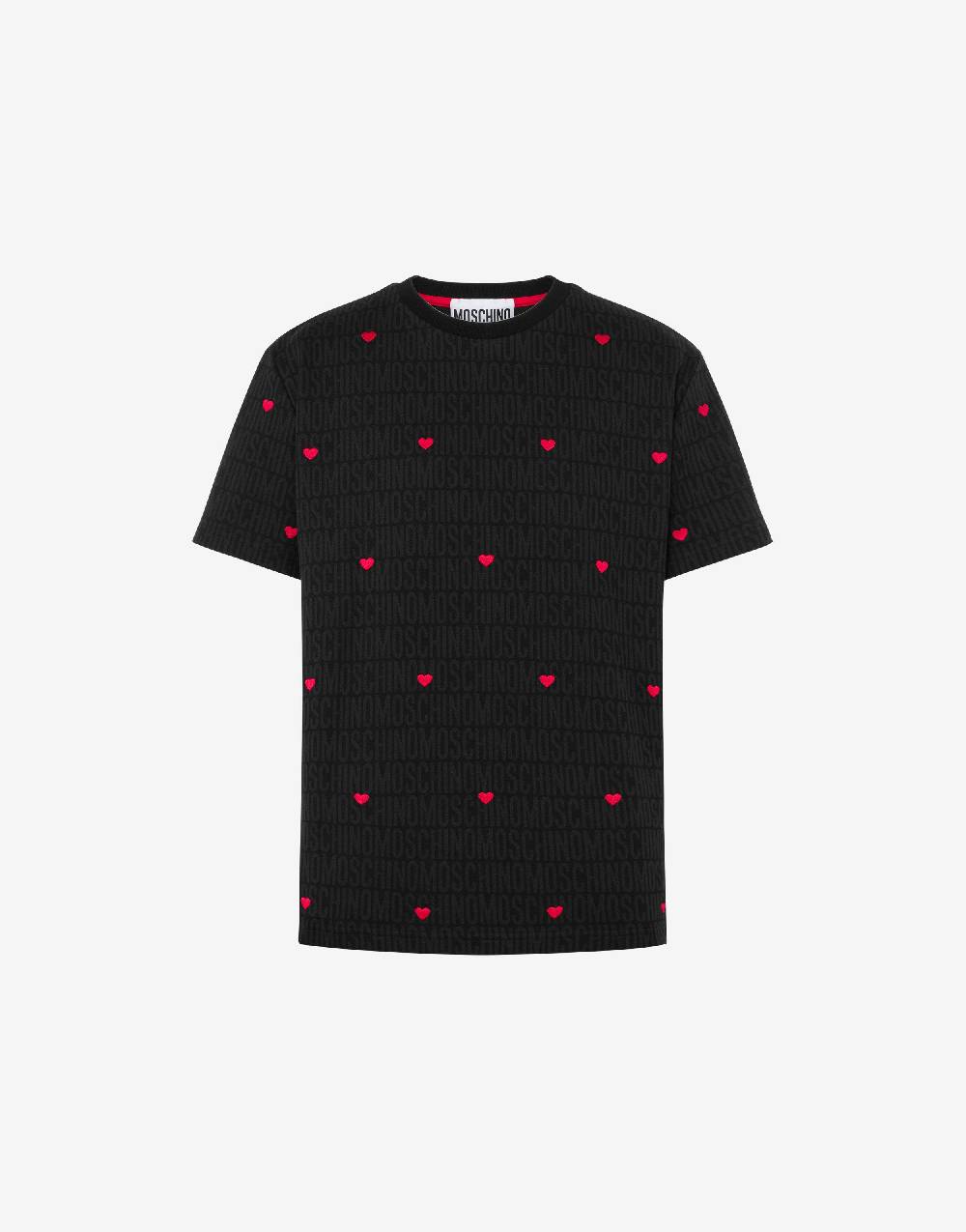 Love Moschino T-shirt in jersey con cuori Allover Logo