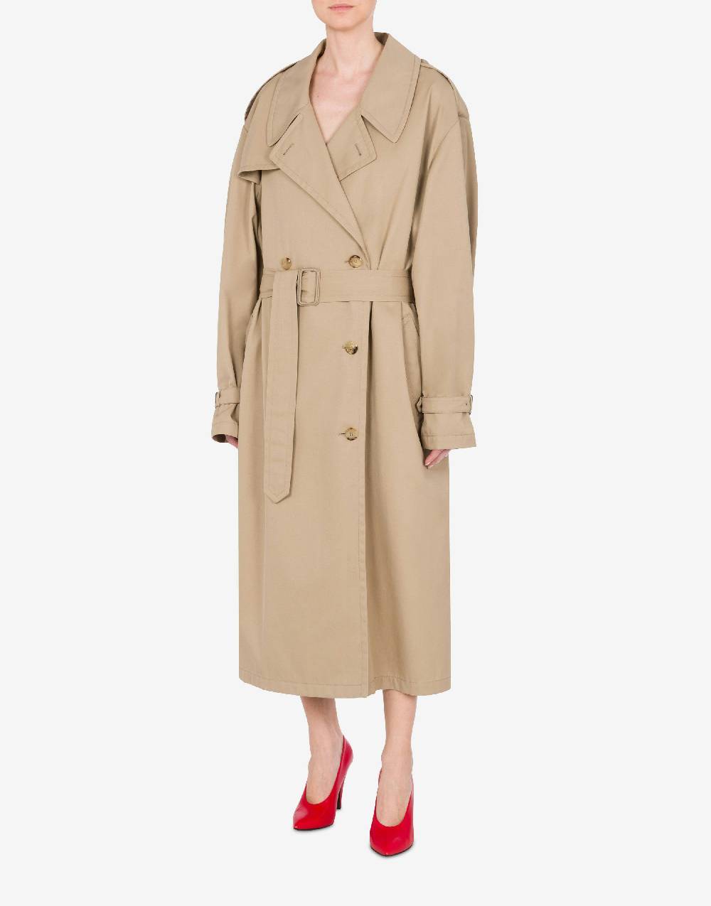 Love Moschino Trench In Gabardina Di Cotone E Nylon