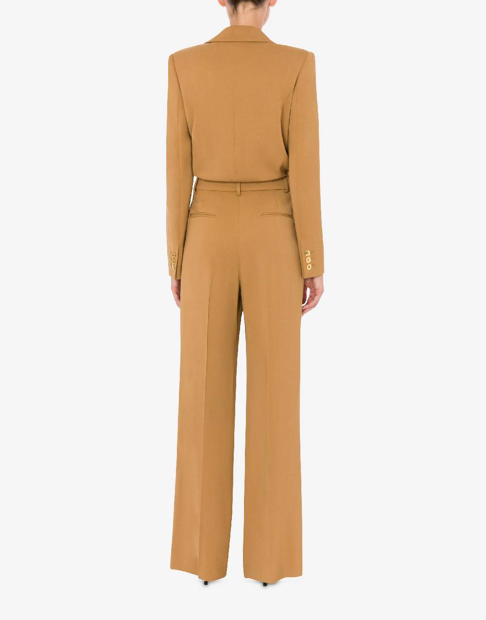 Love Moschino Tuta In Diagonale Di Viscosa Stretch Gold Buttons