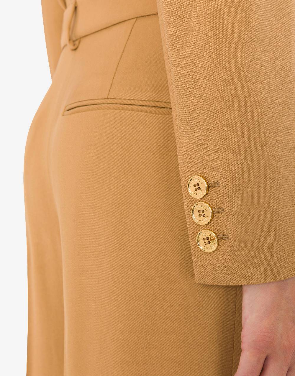 Love Moschino Tuta In Diagonale Di Viscosa Stretch Gold Buttons