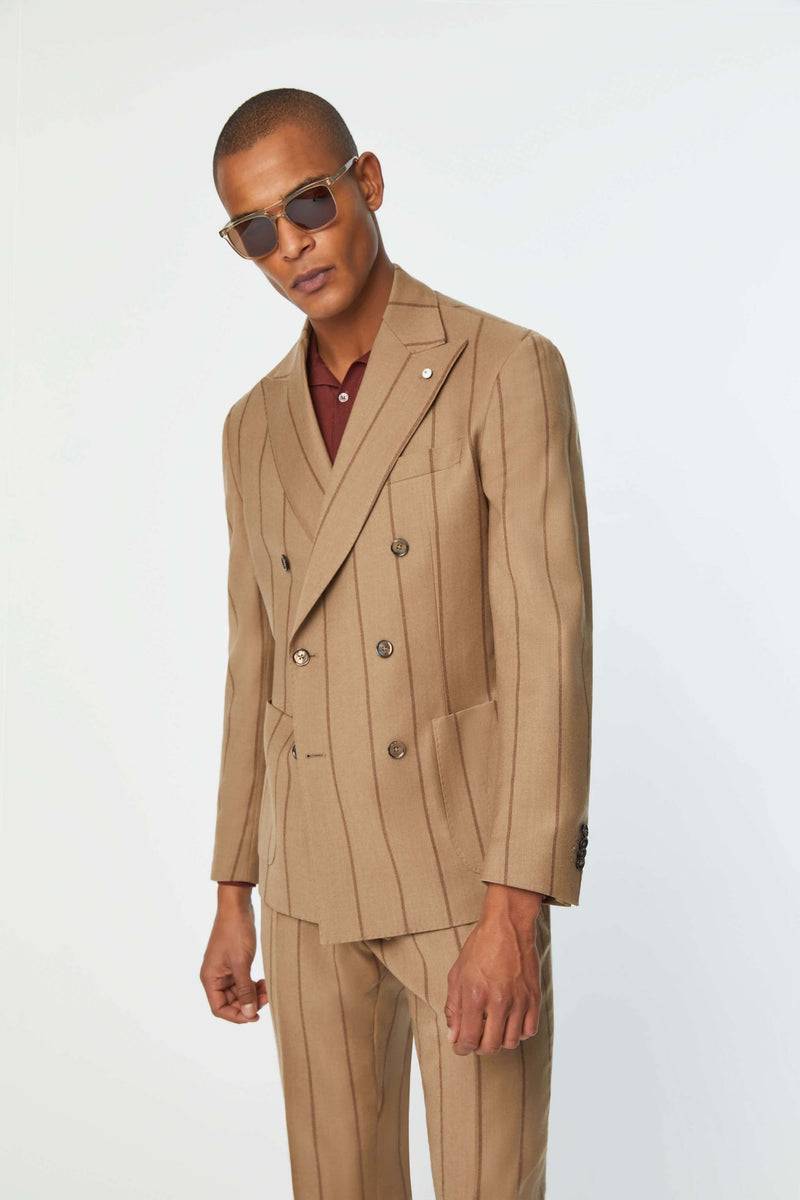 Lubiam Abito TOM Non Trattato Gessato Beige Abito TOM Non Trattato Gessato Beige