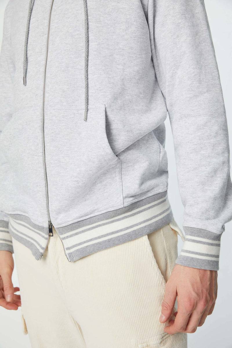 Lubiam Felpa Con Zip Cappuccio Grigio Melange Felpa Con Zip Cappuccio Grigio Melange