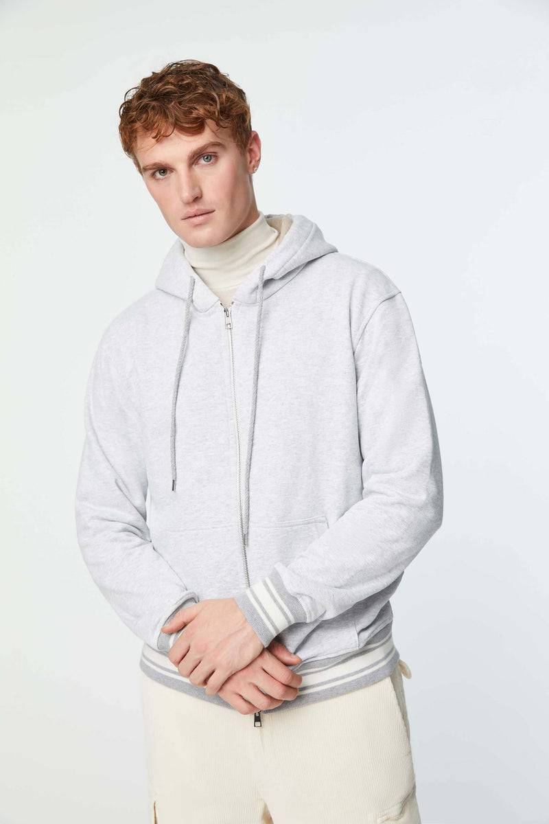 Lubiam Felpa con zip cappuccio grigio melange Felpa con zip cappuccio grigio melange