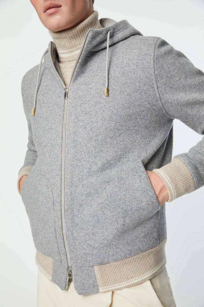 Lubiam Felpa Con Zip Grigia Con Dettagli In Contrasto Felpa Con Zip Grigia Con Dettagli In Contrasto