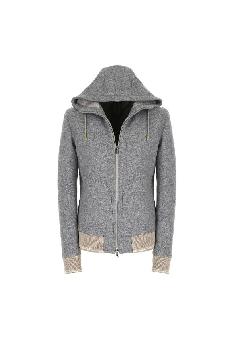 Lubiam Felpa Con Zip Grigia Con Dettagli In Contrasto Felpa Con Zip Grigia Con Dettagli In Contrasto