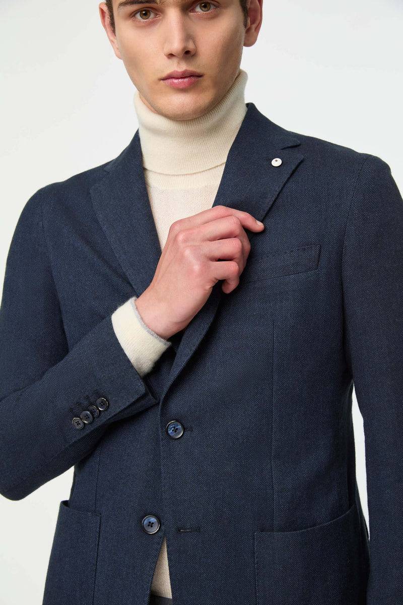 Lubiam Giacca Jack Slim Washed Blu Denim Giacca Jack Slim Washed Blu Denim