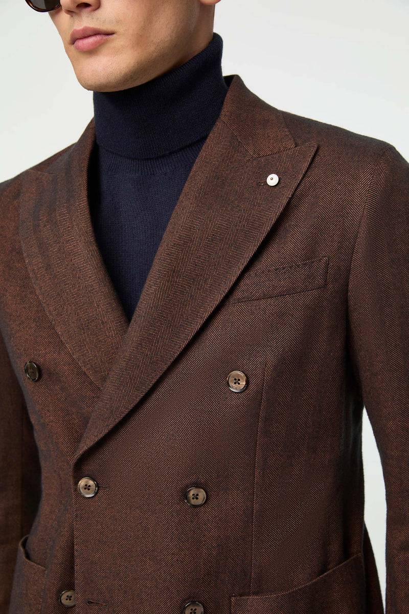 Lubiam Giacca TOM Doppiopetto Lavata Marrone Giacca TOM Doppiopetto Lavata Marrone