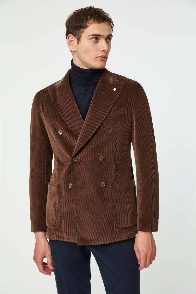 Lubiam Giacca TOM doppiopetto tinto capo marrone Giacca TOM doppiopetto tinto capo marrone