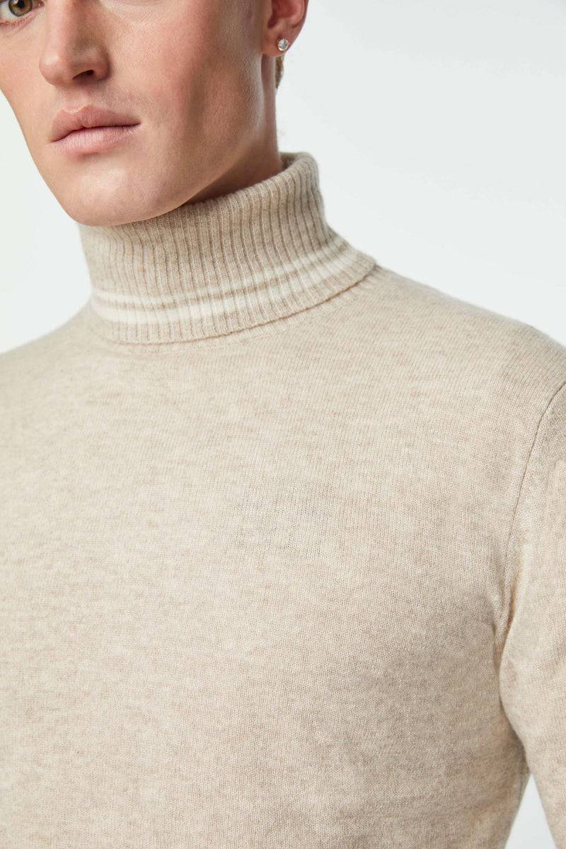 Lubiam Maglia Dolcevita Con Dettagli In Contrasto Beige Maglia Dolcevita Con Dettagli In Contrasto Beige