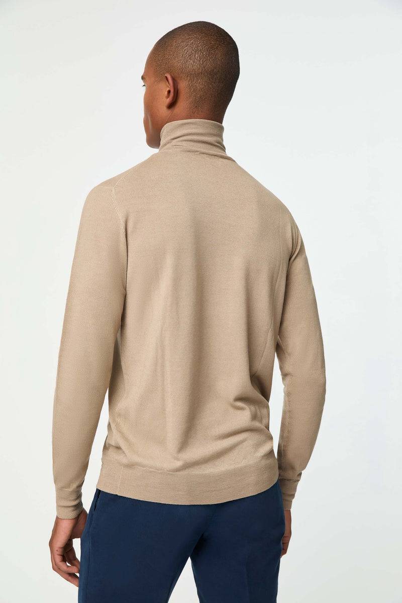 Lubiam Maglia Dolcevita In Lana Leggera Beige Maglia Dolcevita In Lana Leggera Beige