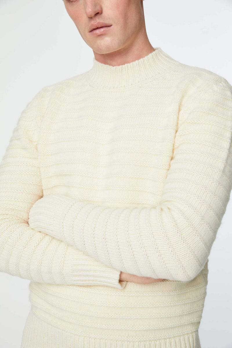 Lubiam Maglia Dolcevita Lavorata Bianco Latte Maglia Dolcevita Lavorata Bianco Latte