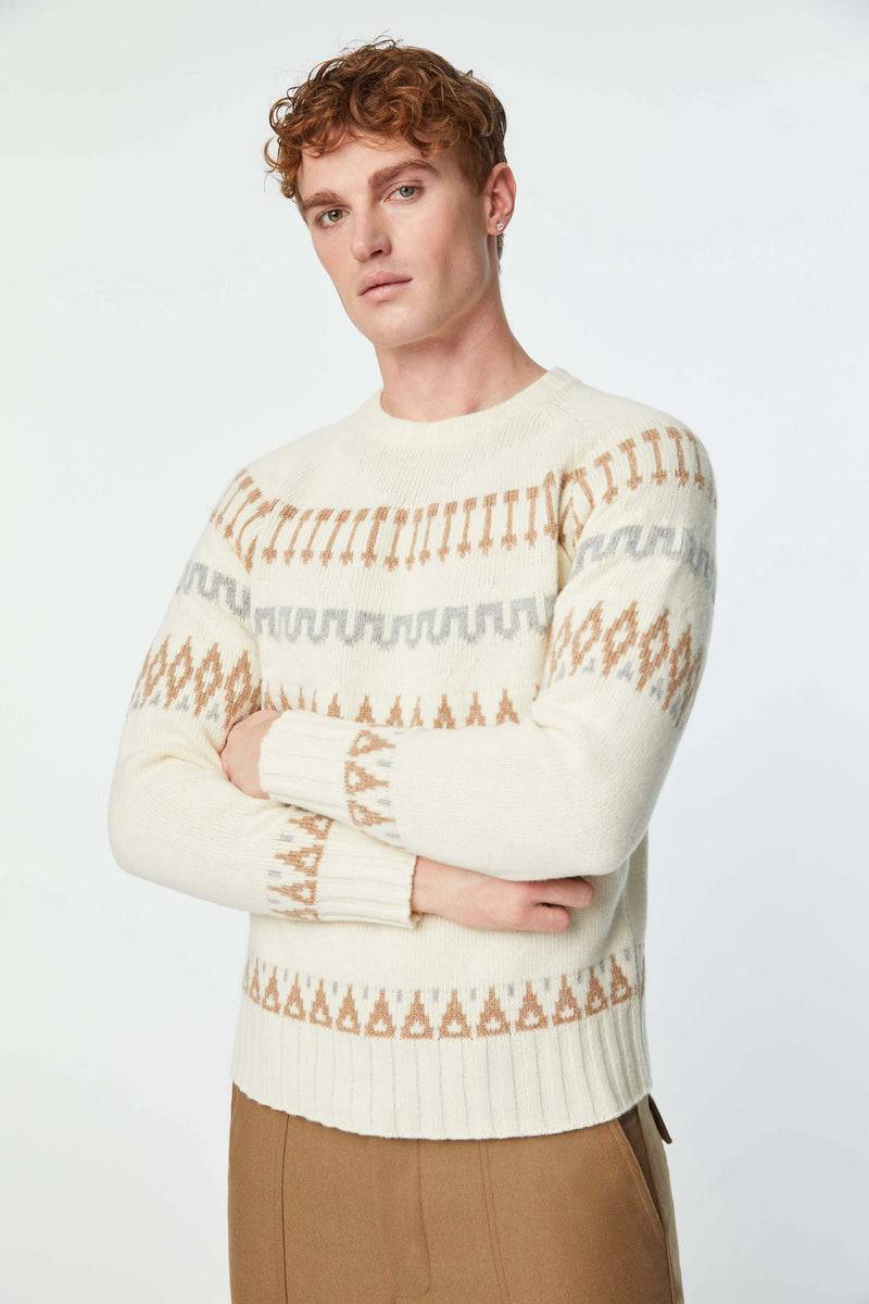 Lubiam Maglia girocollo disegno norvegese avorio Maglia girocollo disegno norvegese avorio