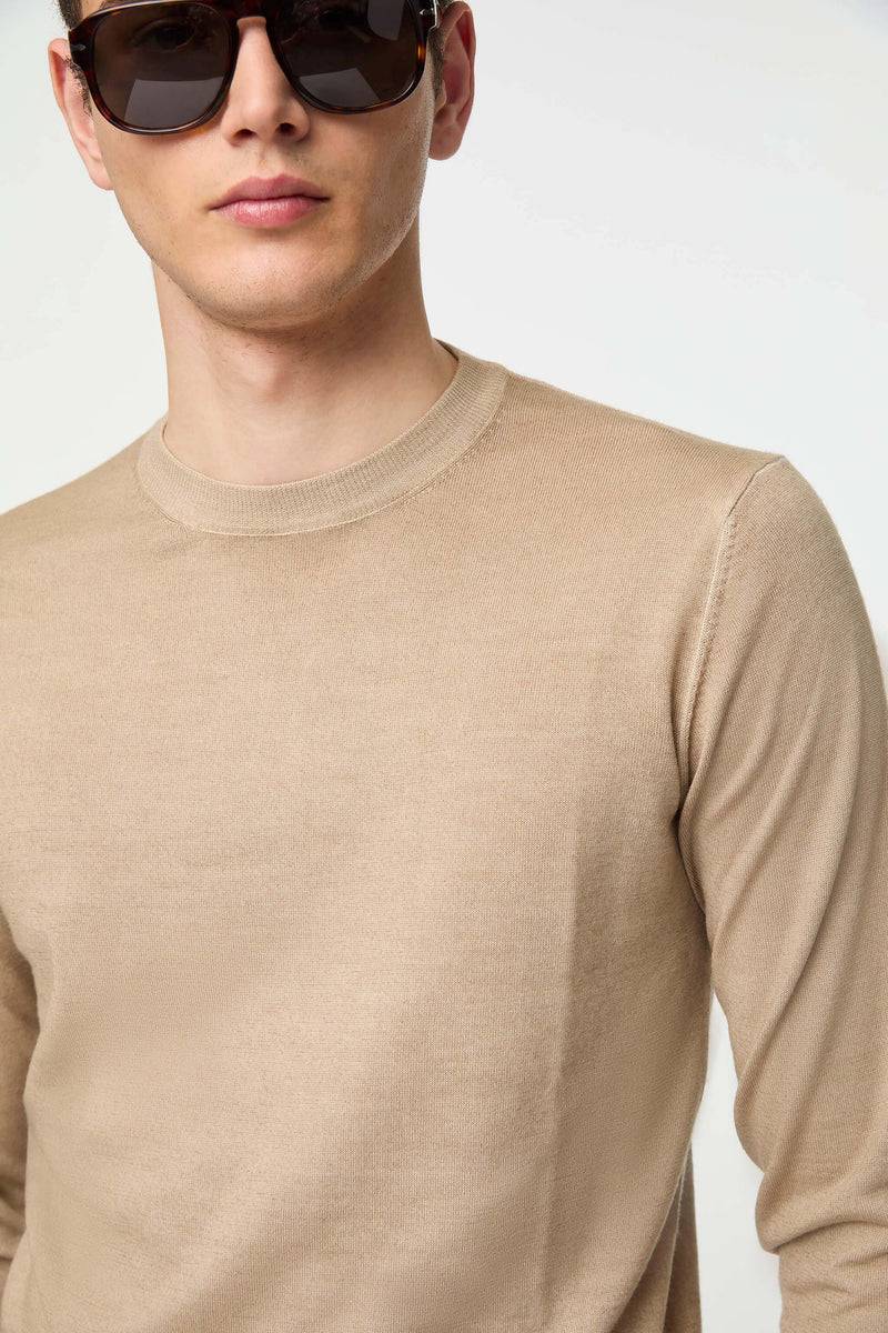 Lubiam Maglia Girocollo Leggera Tinto Capo Beige Maglia Girocollo Leggera Tinto Capo Beige