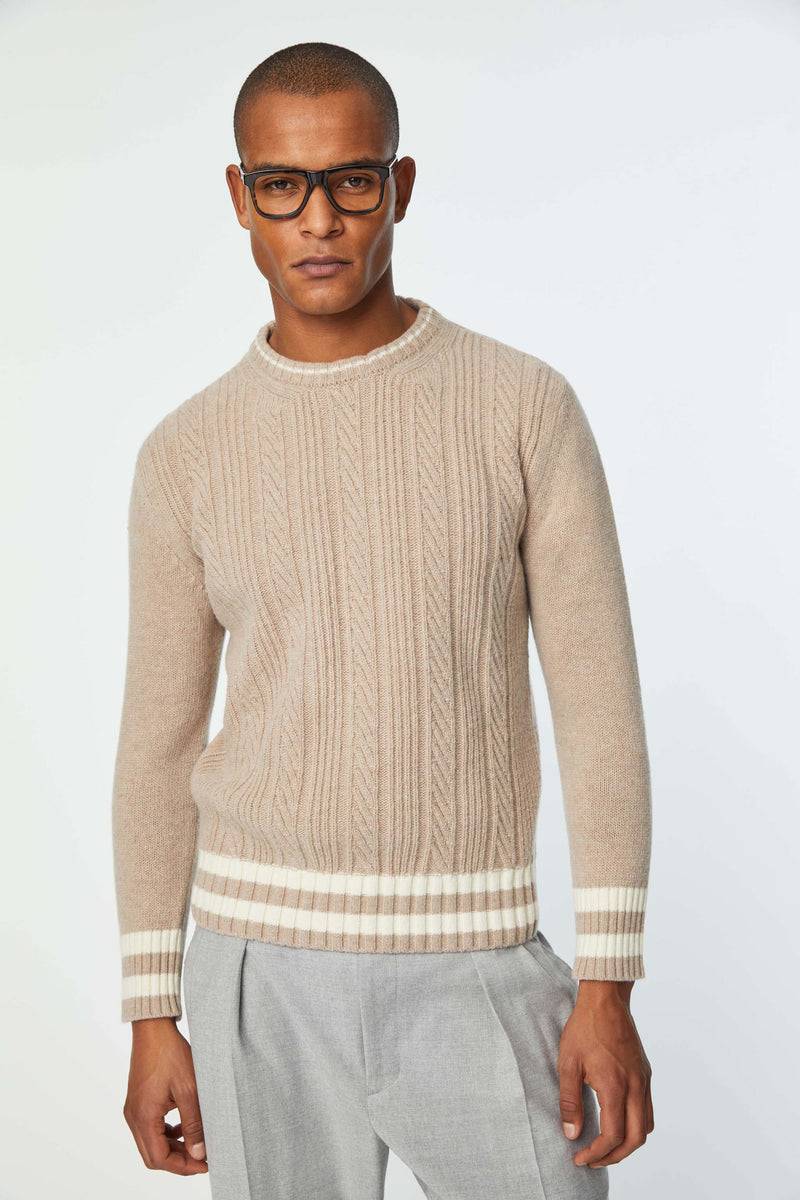 Lubiam Maglia girocollo tinto capo beige Maglia girocollo tinto capo beige