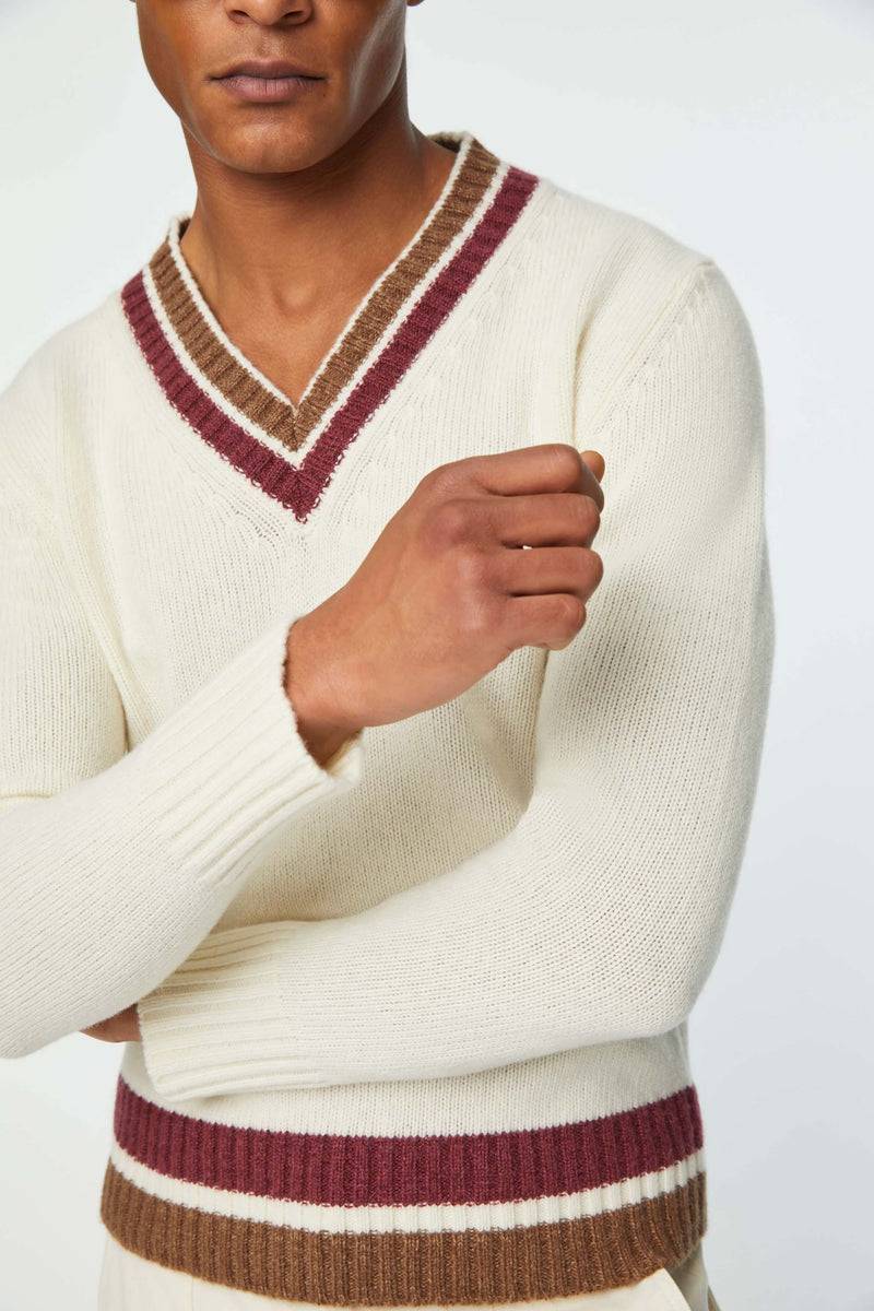 Lubiam Maglia Scollo A V Con Dettagli In Contrasto Maglia Scollo A V Con Dettagli In Contrasto