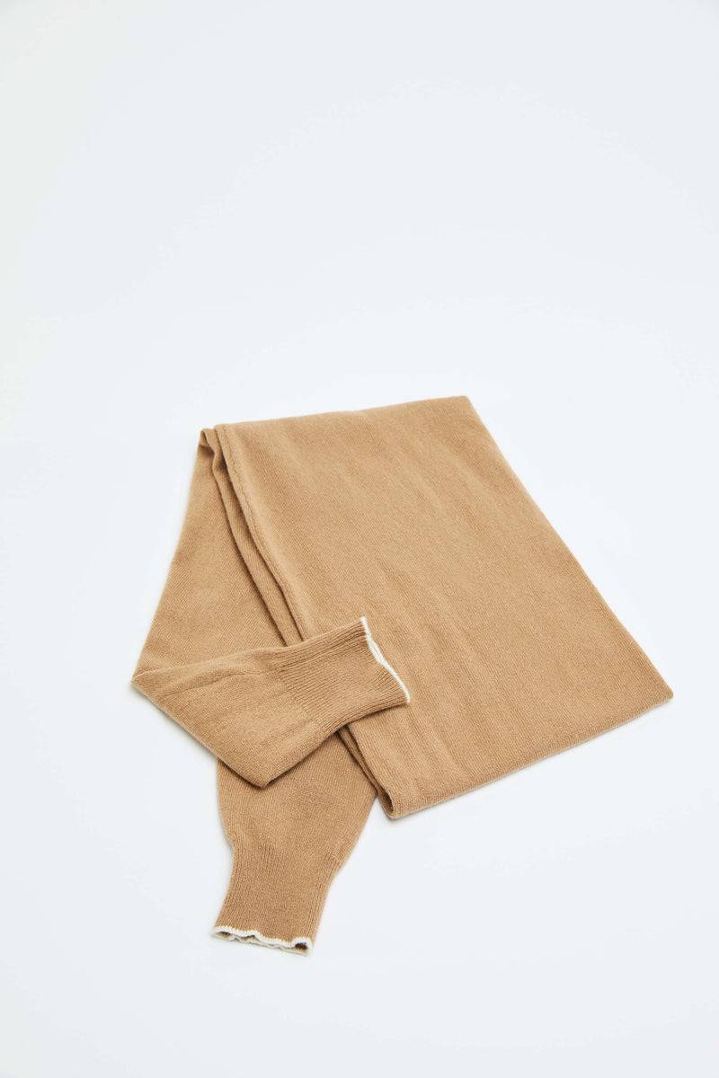 Lubiam Sciarpa In Lana Nocciola Con Dettagli In Contrasto Sciarpa In Lana Nocciola Con Dettagli In Contrasto