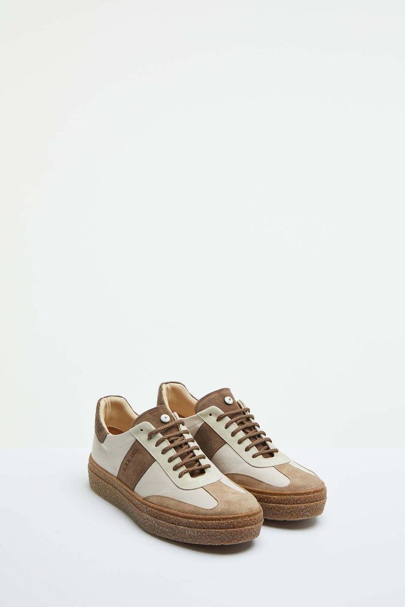Lubiam Sneaker Stringate Beige Con Dettagli In Contrasto Sneaker Stringate Beige Con Dettagli In Contrasto