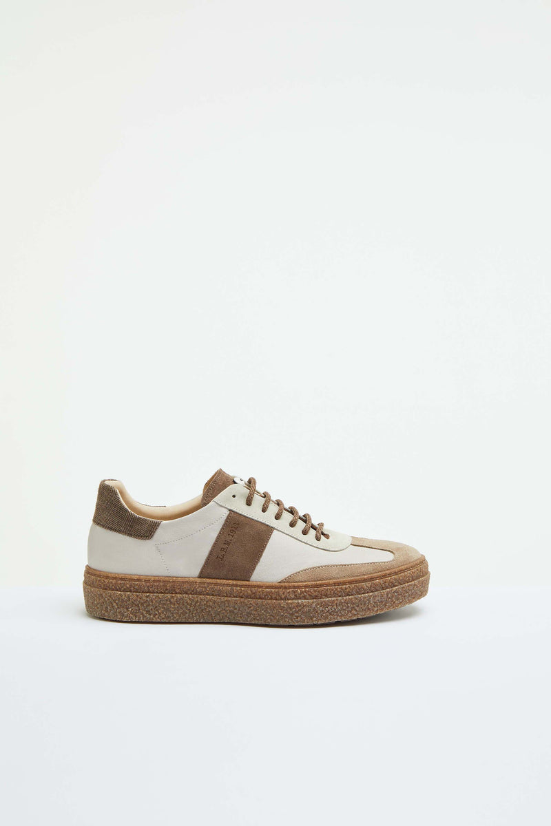 Lubiam Sneaker Stringate Beige Con Dettagli In Contrasto Sneaker Stringate Beige Con Dettagli In Contrasto