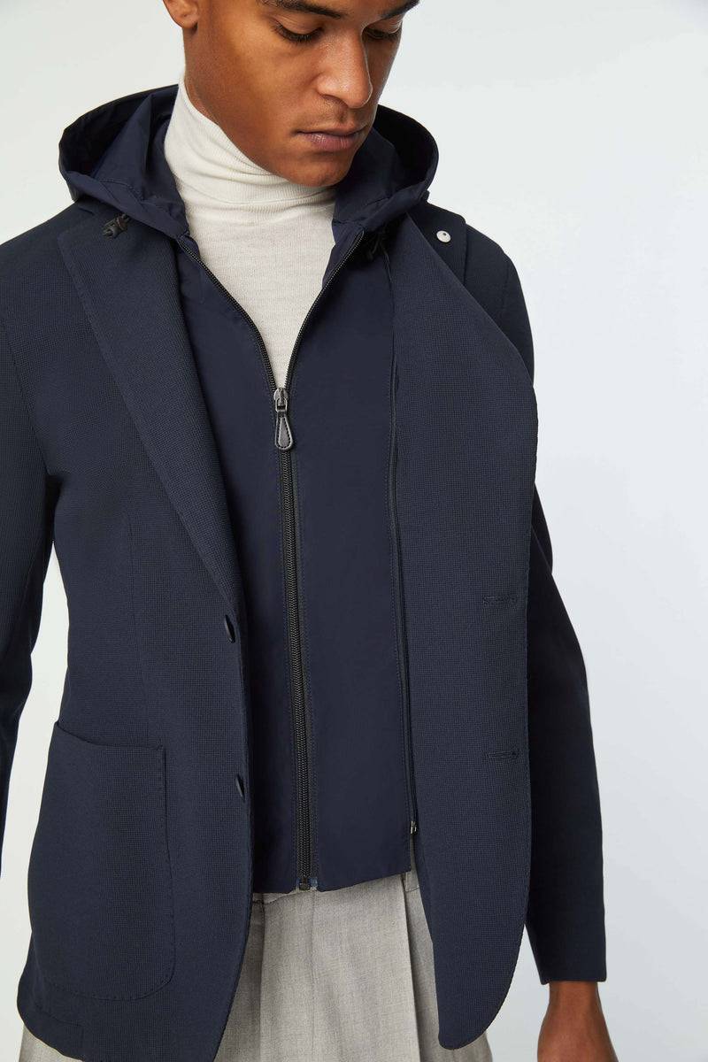 Lubiam Travel Jacket Con Cappuccio Blu Travel Jacket Con Cappuccio Blu