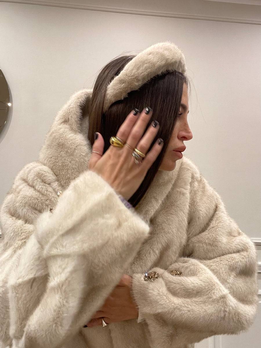 Lovely Sisters Cerchietto Per Capelli Eco Pelliccia Beige