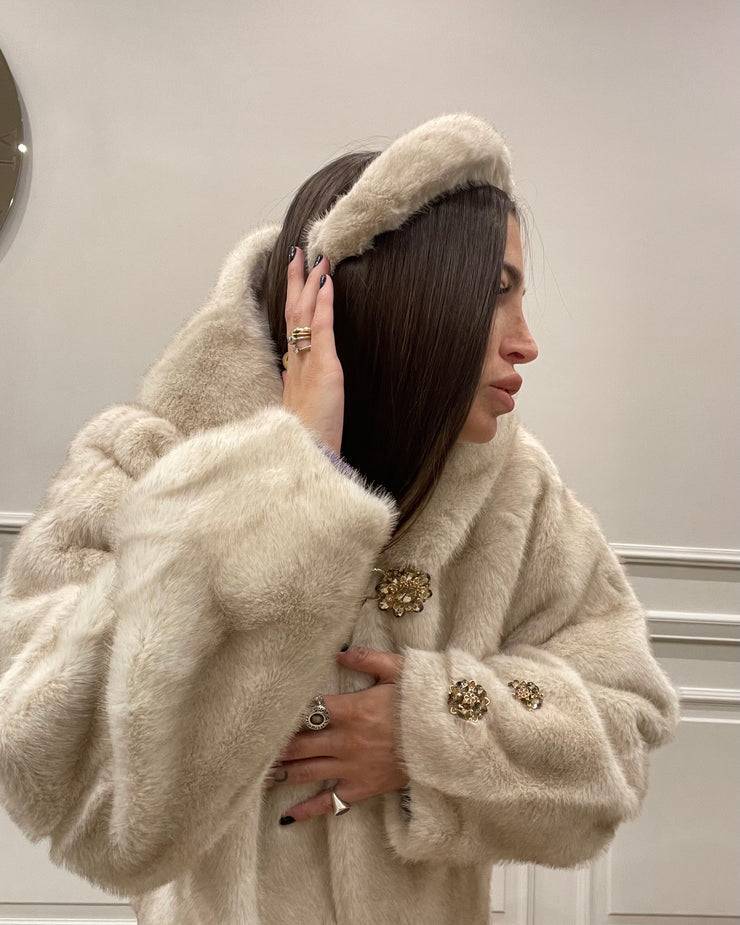 Lovely Sisters Cerchietto per capelli eco pelliccia Beige