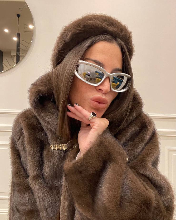 Lovely Sisters Cerchietto per capelli eco pelliccia Marrone