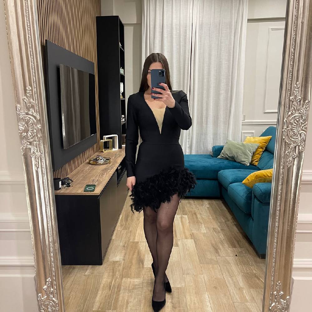 Lovely Sisters Abito Bandage Con Piume