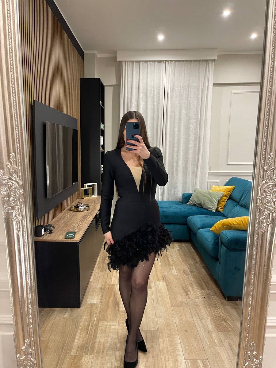 Lovely Sisters Abito Bandage Con Piume