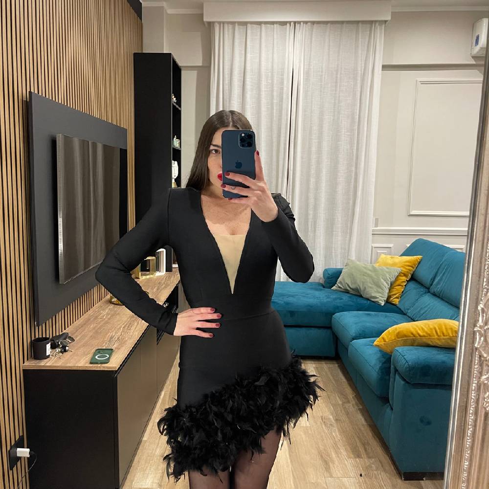 Lovely Sisters Abito Bandage Con Piume