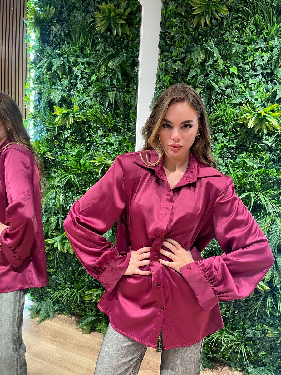 Lovely Sisters Camicia Effetto Raso Magenta