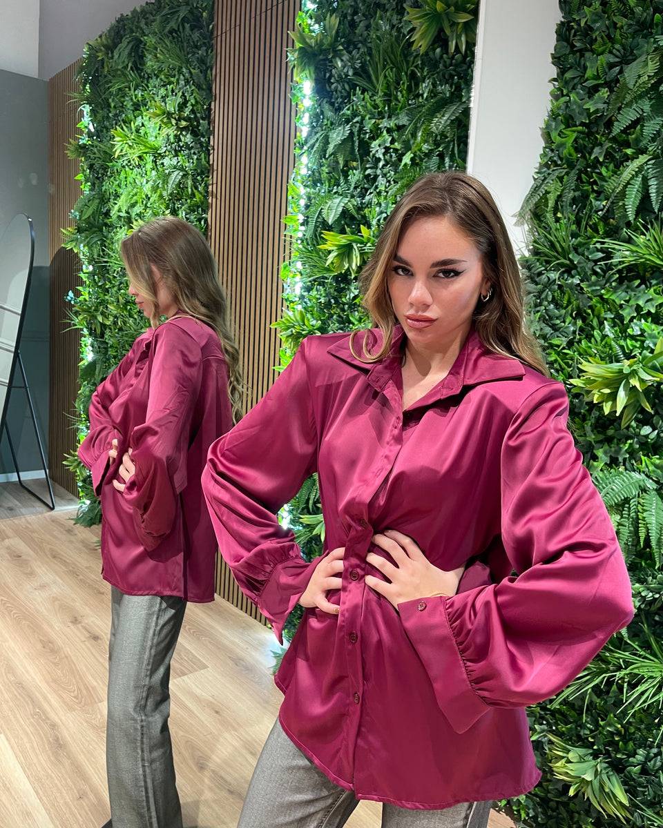 Lovely Sisters Camicia Effetto Raso Magenta