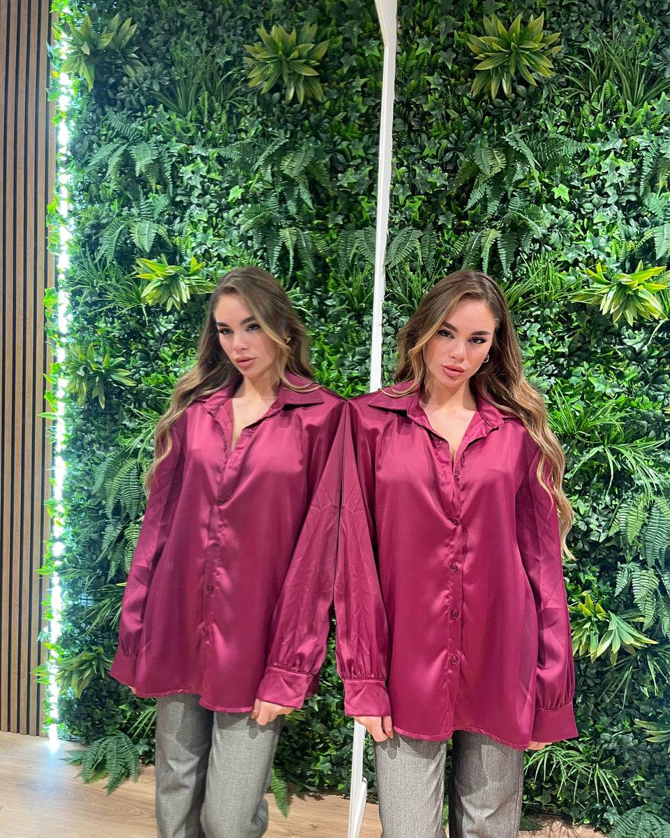 Lovely Sisters Camicia Effetto Raso Magenta