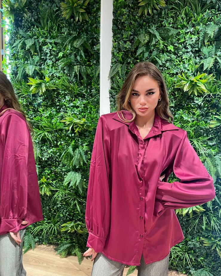 Lovely Sisters Camicia effetto raso magenta
