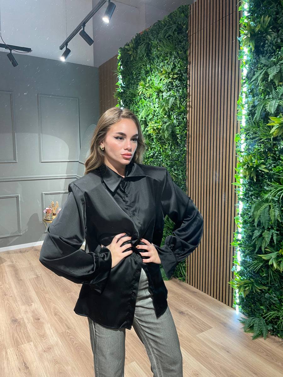 Lovely Sisters Camicia Effetto Raso Nera