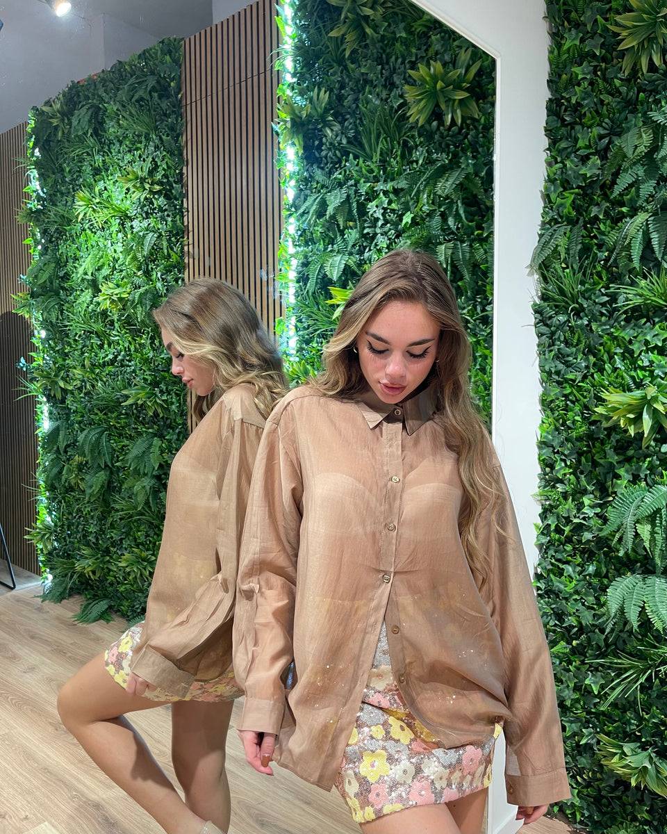 Lovely Sisters Camicia Semi Velata Marrone