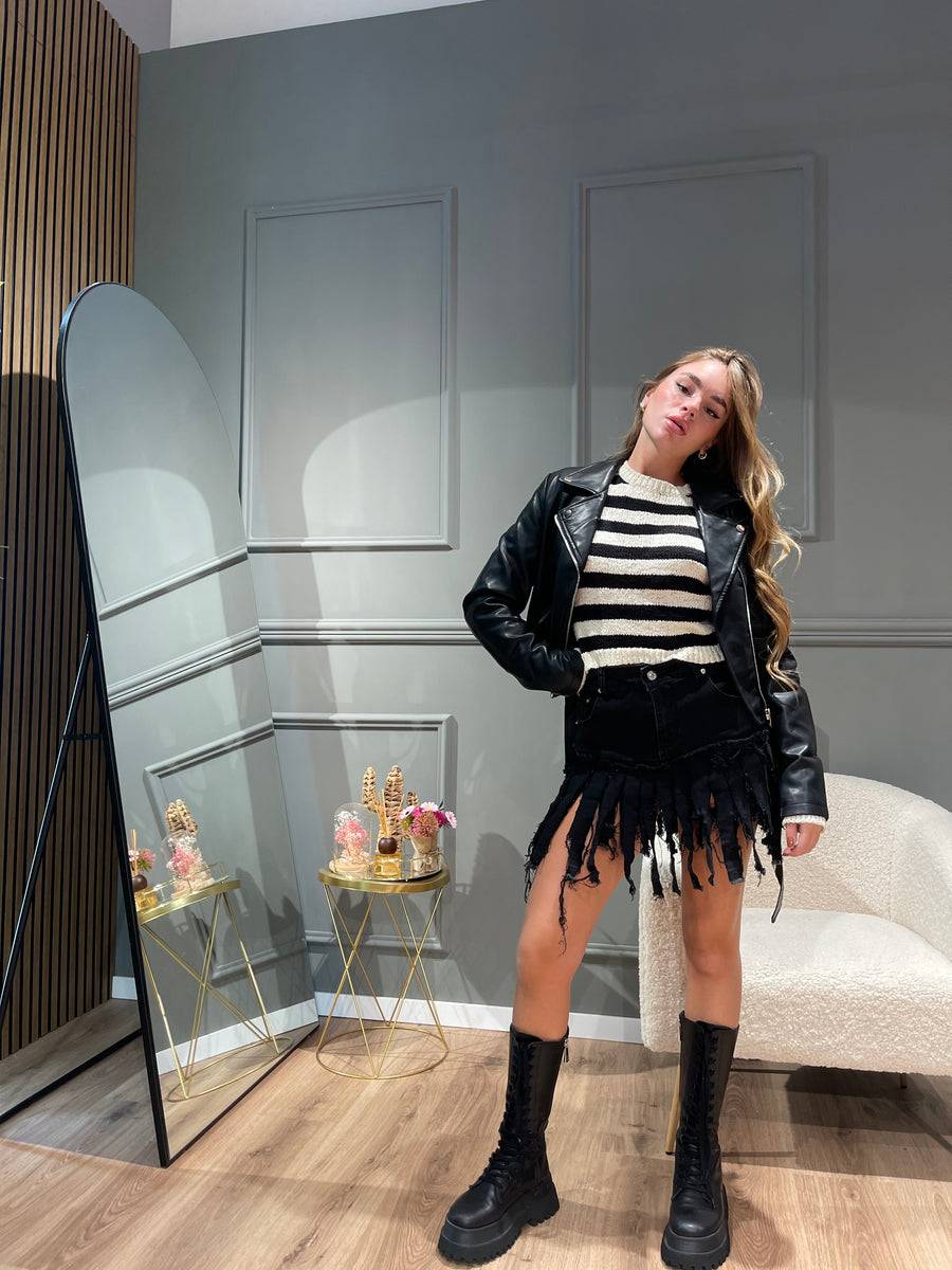 Lovely Sisters Chiodo Eco Pelle Crop