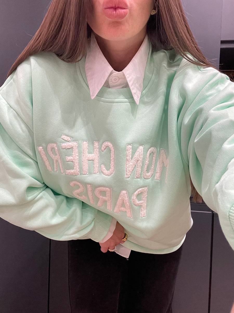 Lovely Sisters Felpa Mon Cheri Verde Acqua