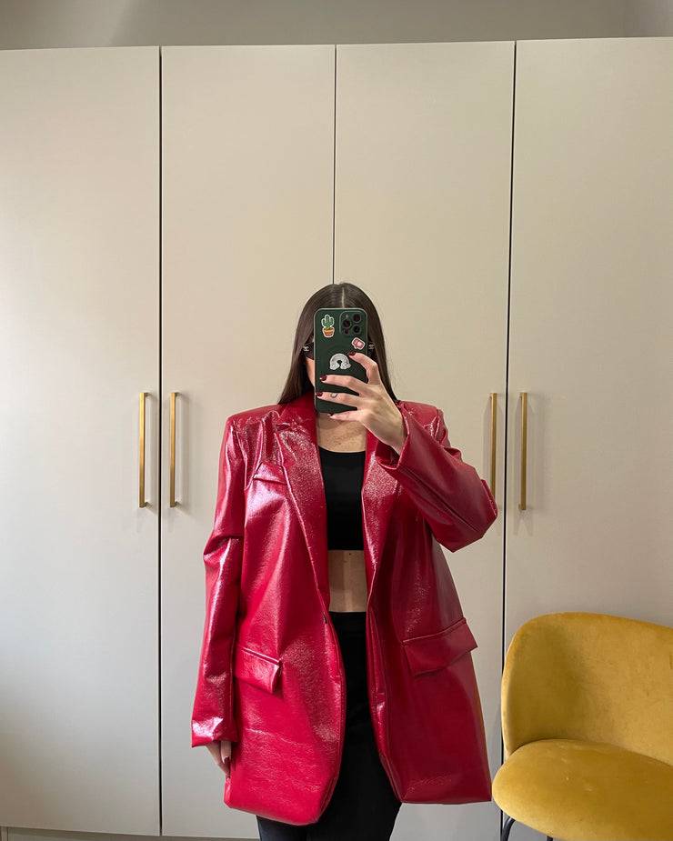 Lovely Sisters Giacca in vinile rossa