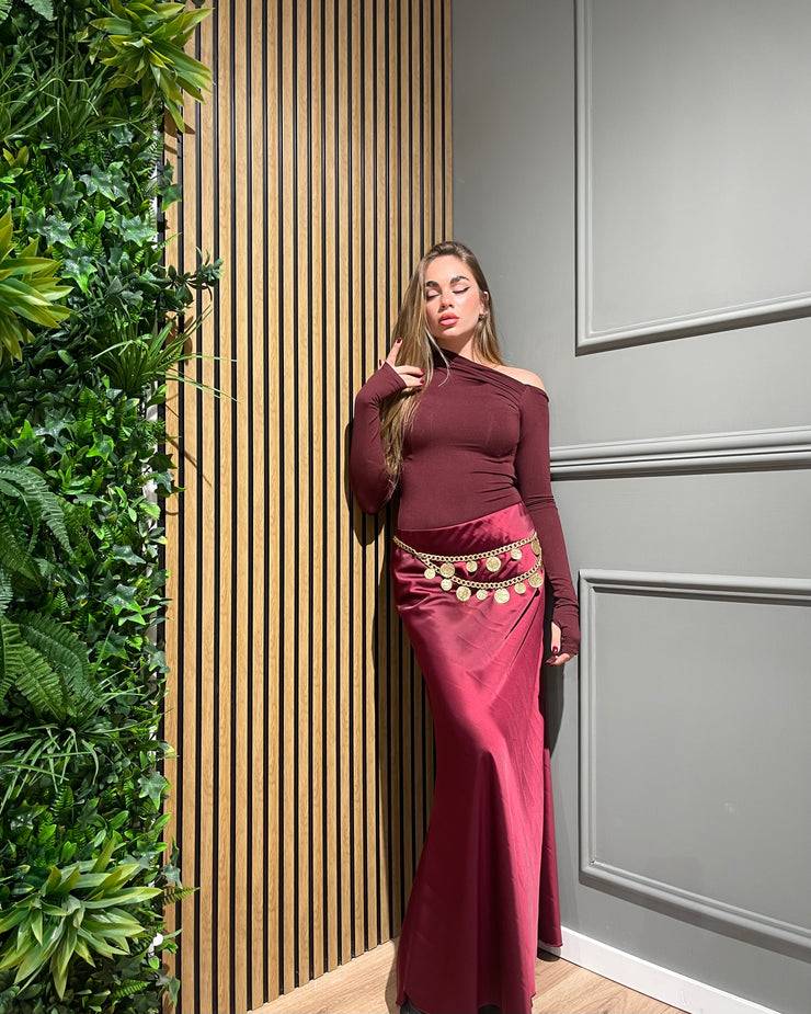 Lovely Sisters Gonna in raso bordeaux