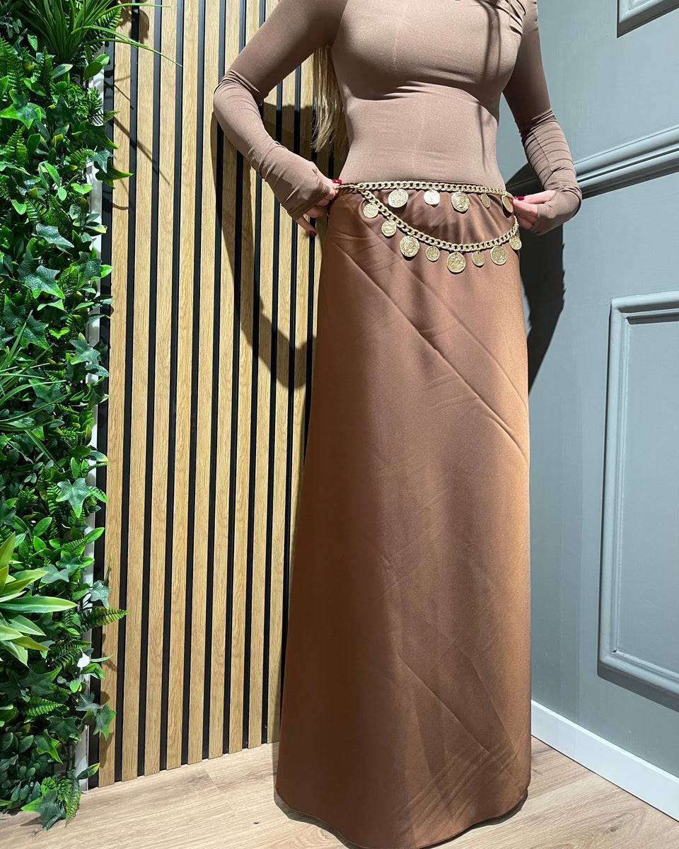 Lovely Sisters Gonna In Raso Marrone