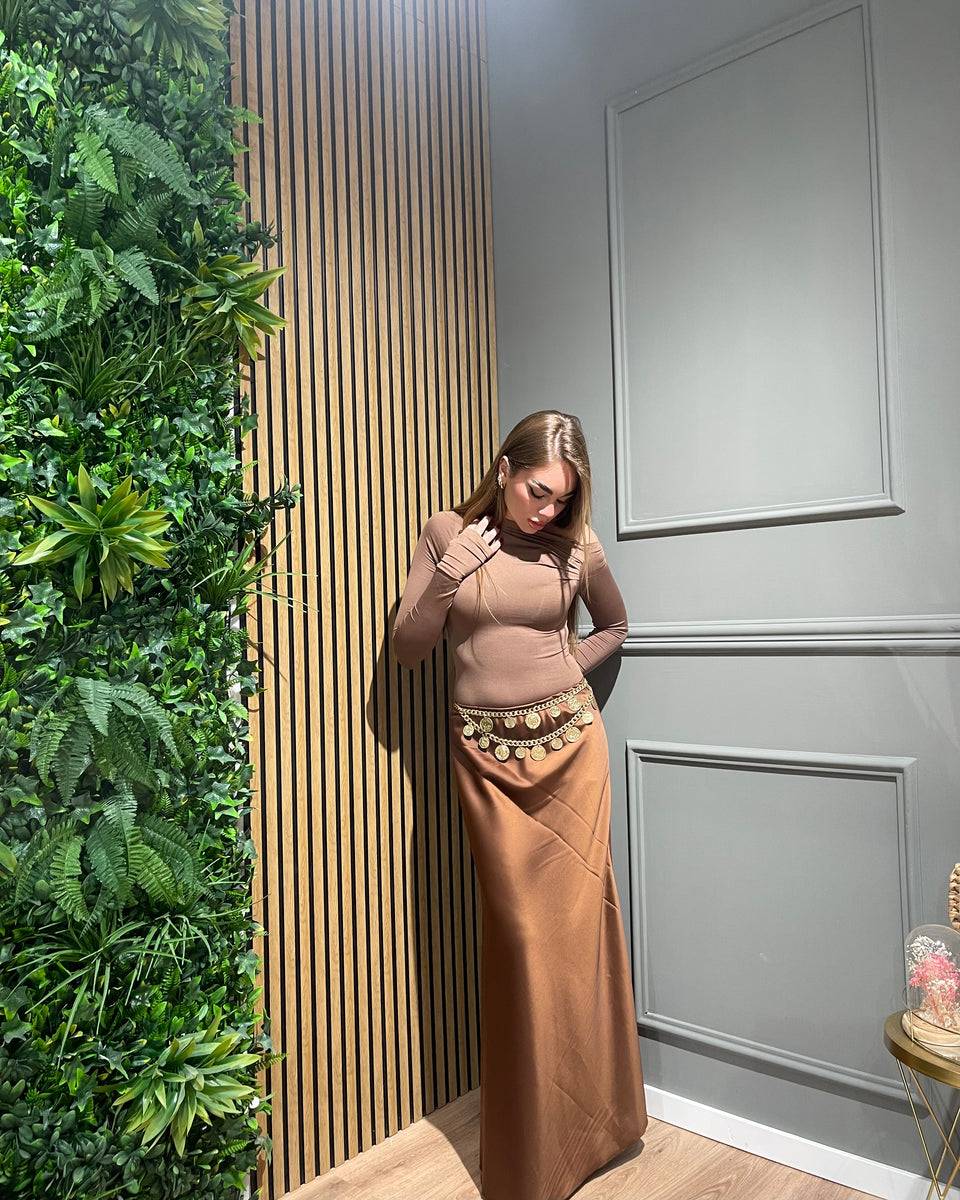 Lovely Sisters Gonna In Raso Marrone