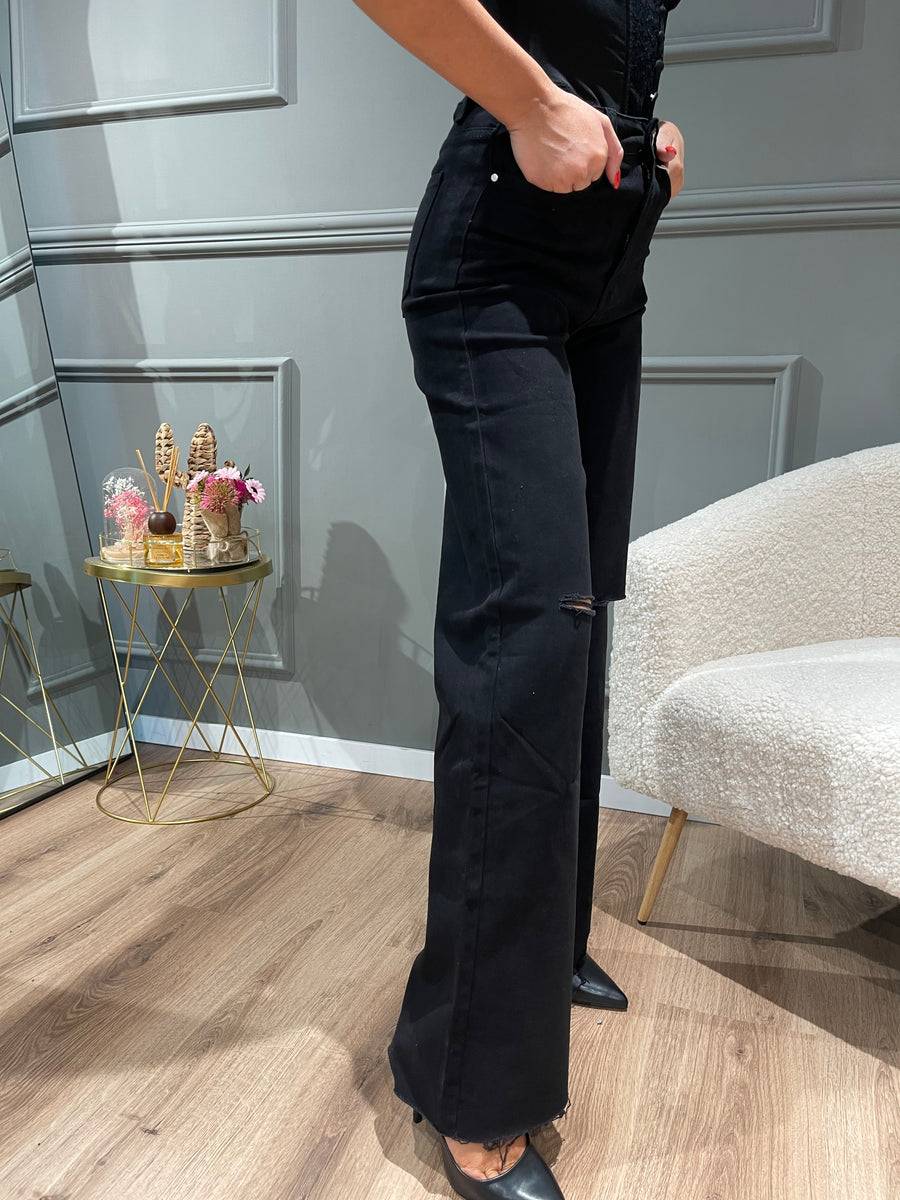Lovely Sisters Jeans Nero A Palazzo