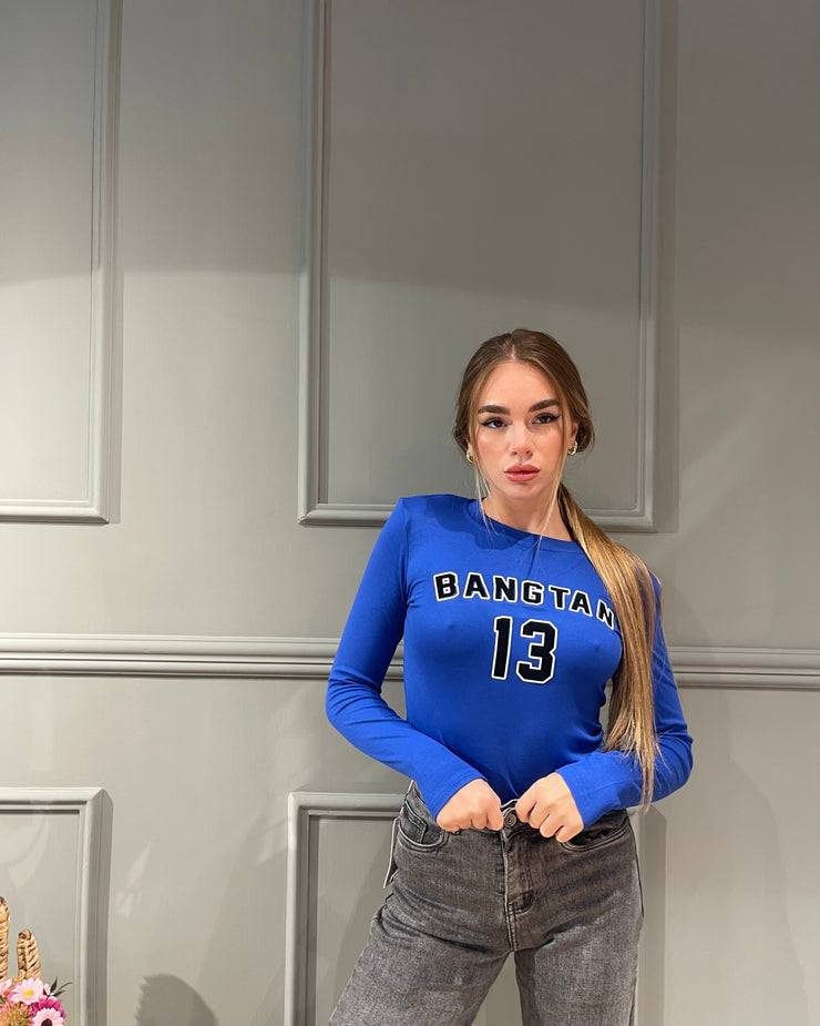 Lovely Sisters Maglia crop Bangtan blu