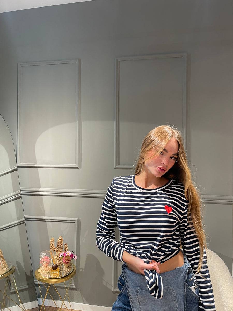 Lovely Sisters Maglia Heart Blu-bianco