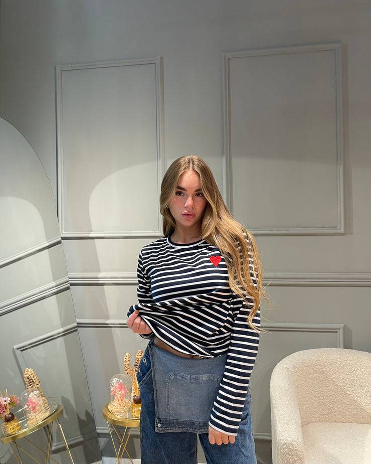 Lovely Sisters Maglia Heart blu-bianco